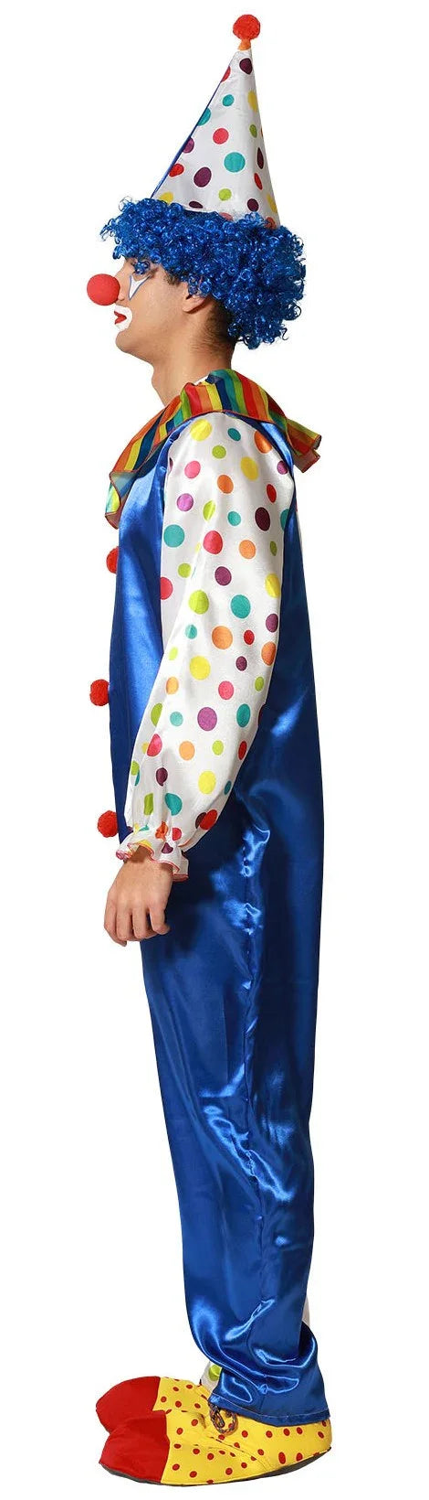 Disfraz de Payaso Azul y Blanco con Lunares para Adulto Payaso Atosa